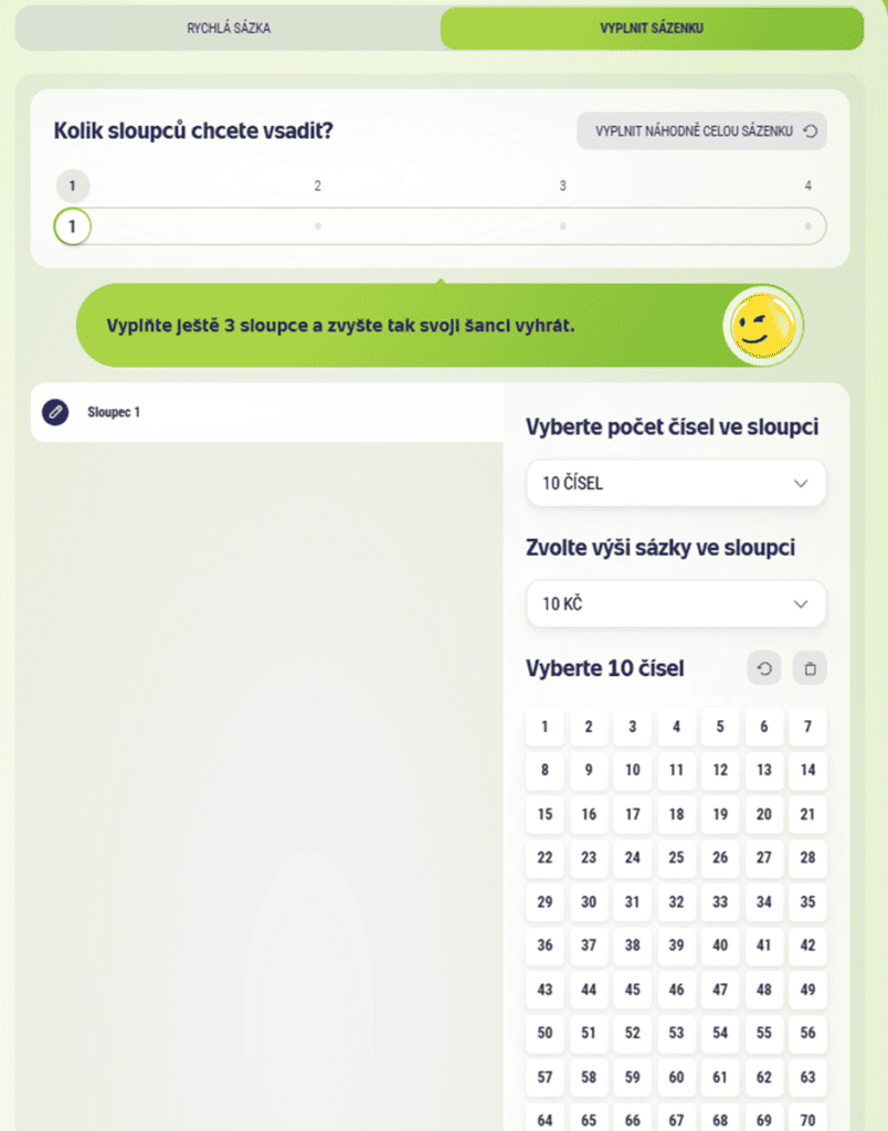 Online sázenka hry Šťastných 10