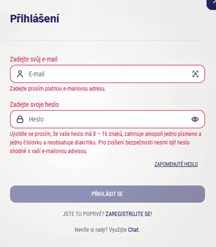Přihlášení k účtu Sazka