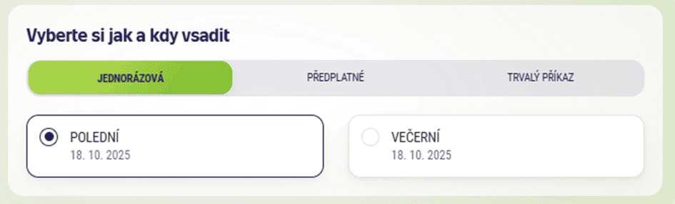 Výběr data slosování a předplatného