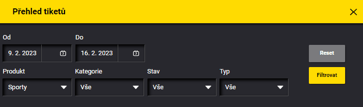 Kontrola tiketu online po přihlášení.