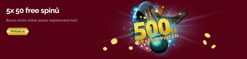 500 Kč ve free spinech