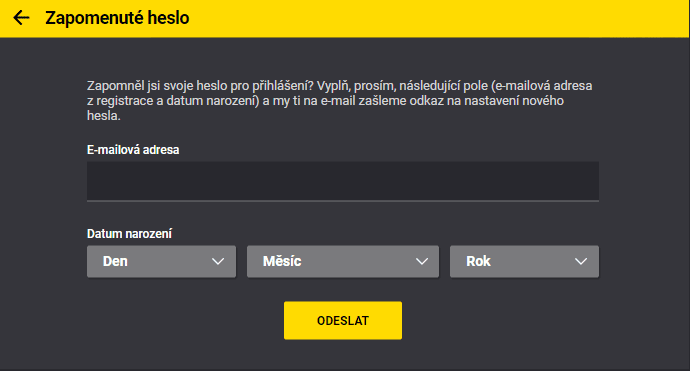 Obnovení zapomenutého hesla