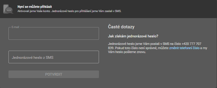 Zadejte telefonní číslo pro ověření účtu