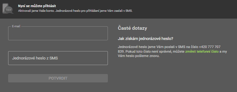Ověření telefonního čísla