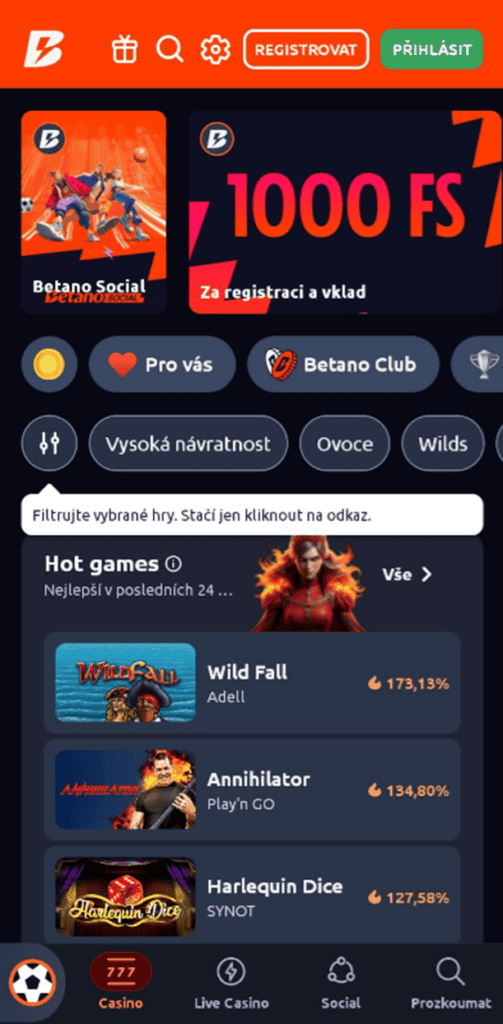 Betano mobilní aplikace