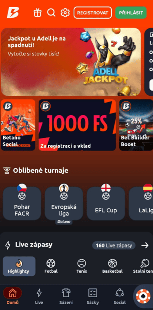 Kurzové sázení v mobilní aplikaci