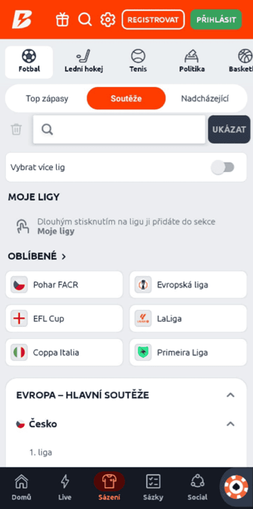 Vyberte si, na co chcete vsadit