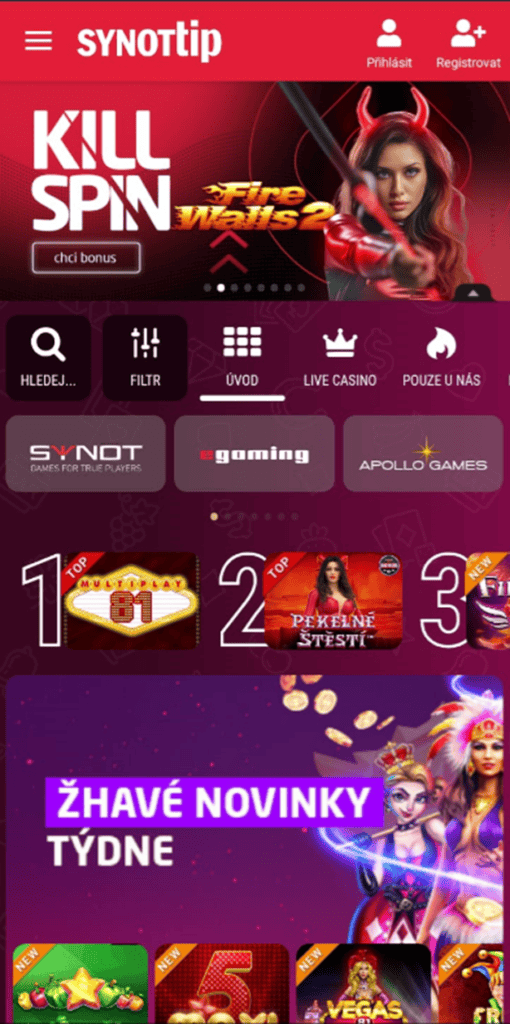 Online casino v mobilní aplikaci