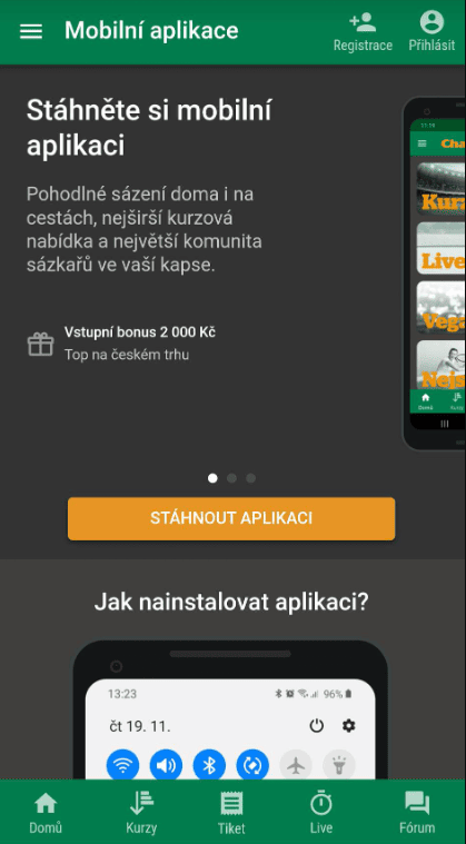 Stažení mobilní aplikace pro Android
