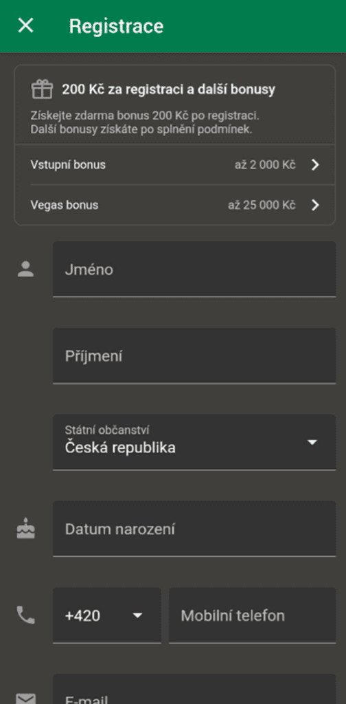 Vyplňte požadované údaje