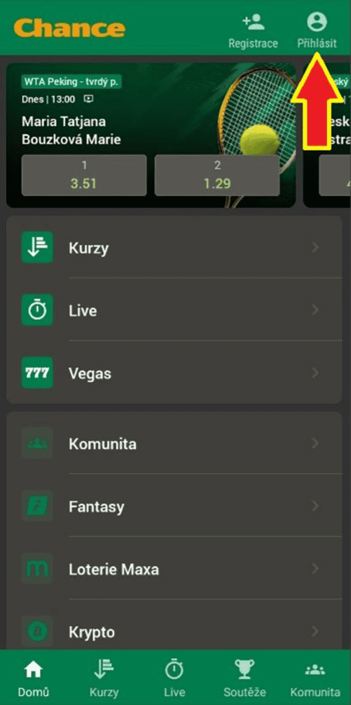 Přihlášení k hráčskému účtu