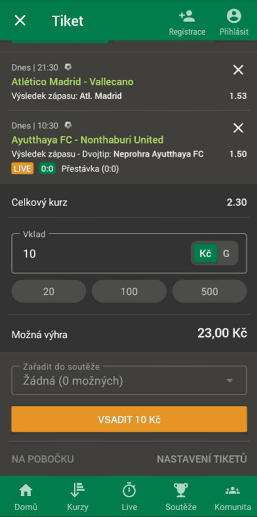 Vsazení tiketu