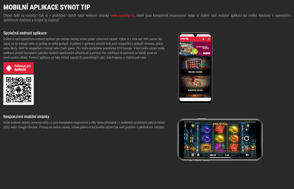 Stažení mobilní aplikace Synot Tip
