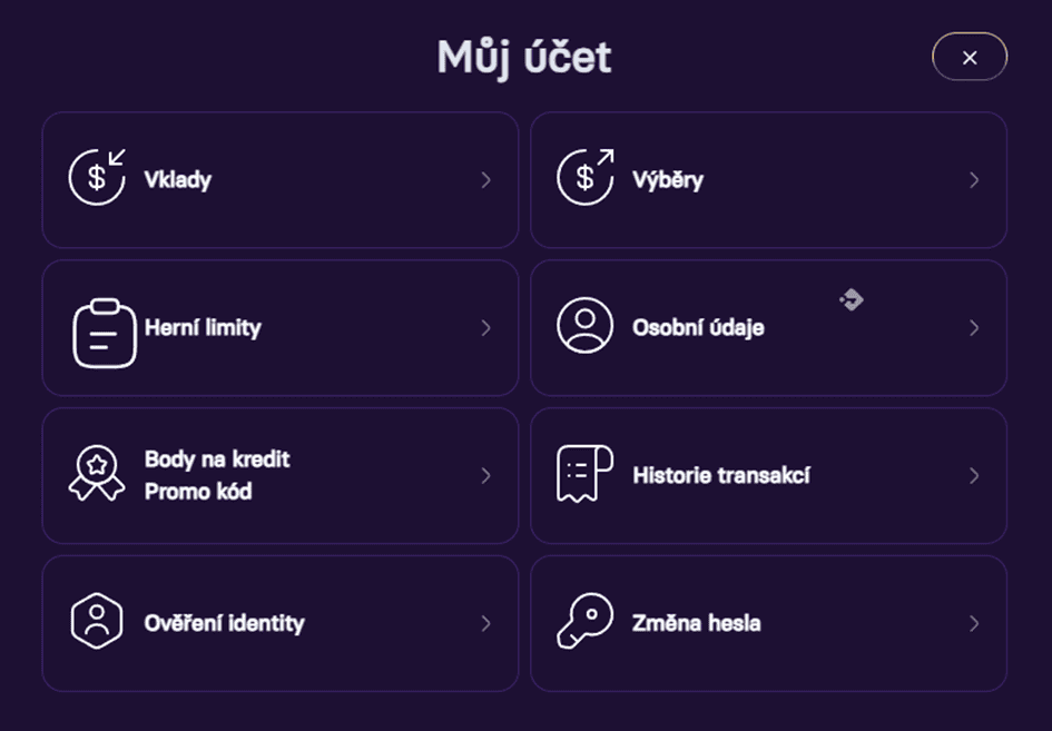 Rozhraní účtu