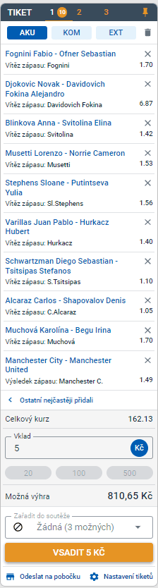 Sestavení kombi tiketu