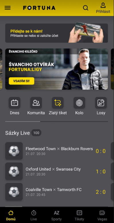 Fortuna mobilní aplikace