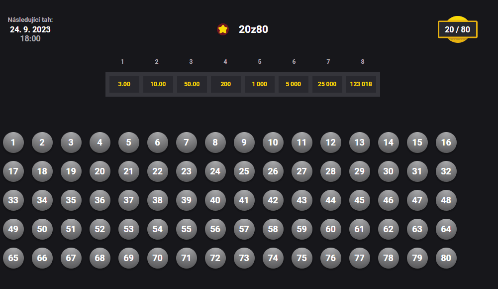 Jak se hraje Loterie 20 z 80