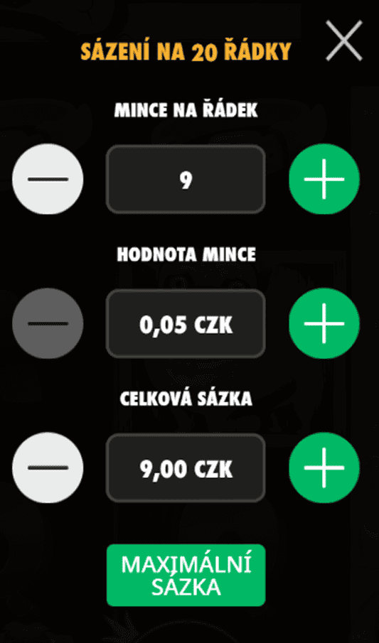 Nastavení sázky