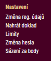 vyberte možnost Sázení za body