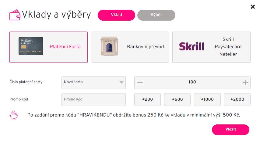 Výběr platební metody