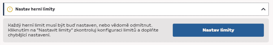 Nastavení herních limitů