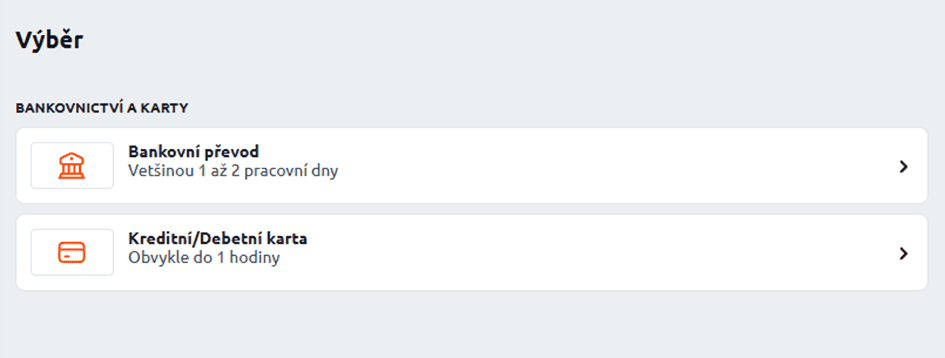 Vyberte platební metodu