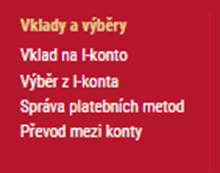 Zde vyberte možnost Výběr z I-konta