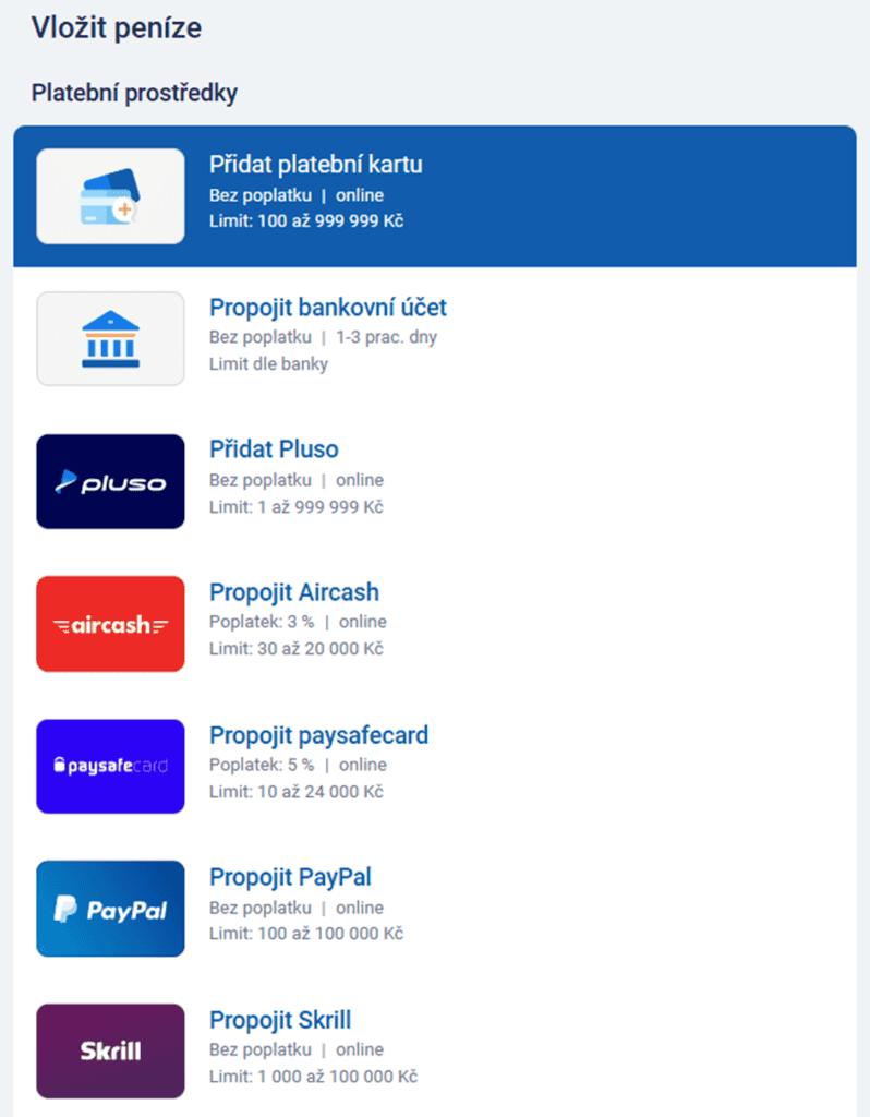 Zvolte platební metodu