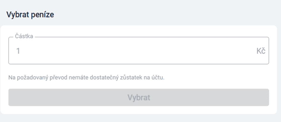 Vyberte částku, kterou chcete vybrat