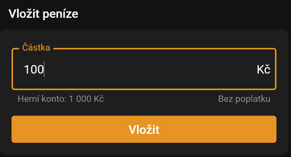 Vyberte částku, kterou chcete vložit