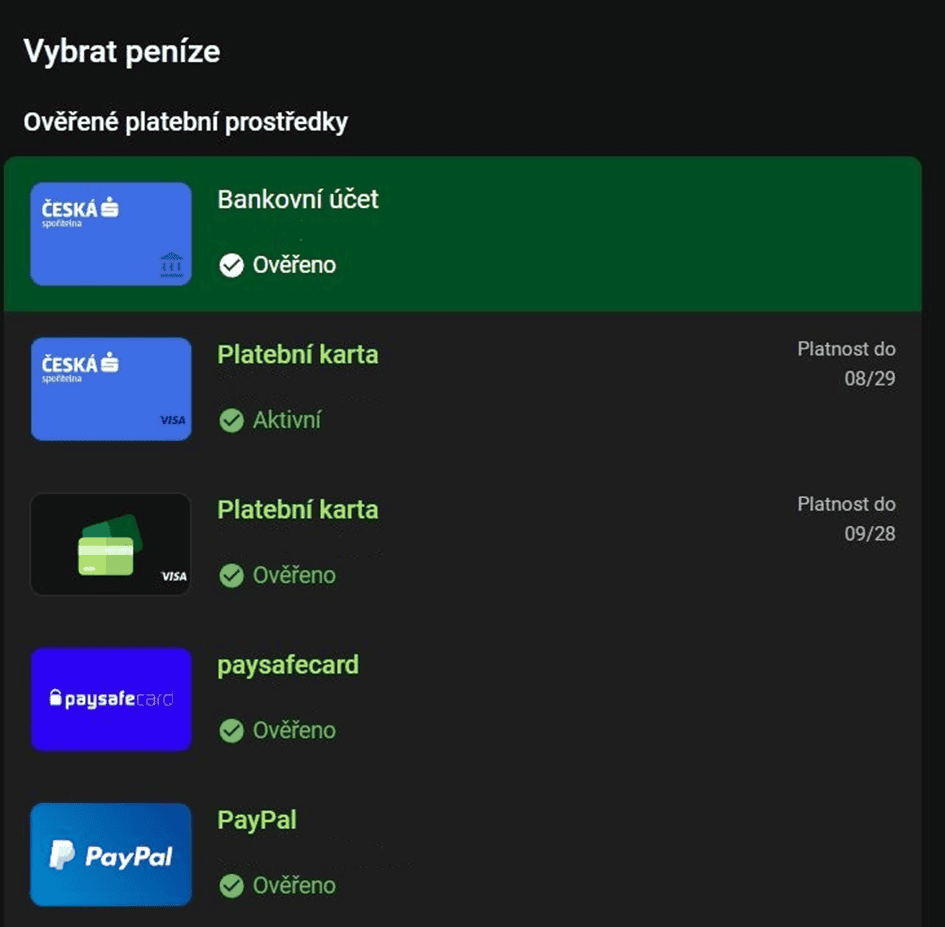 Vyberte platební metodu