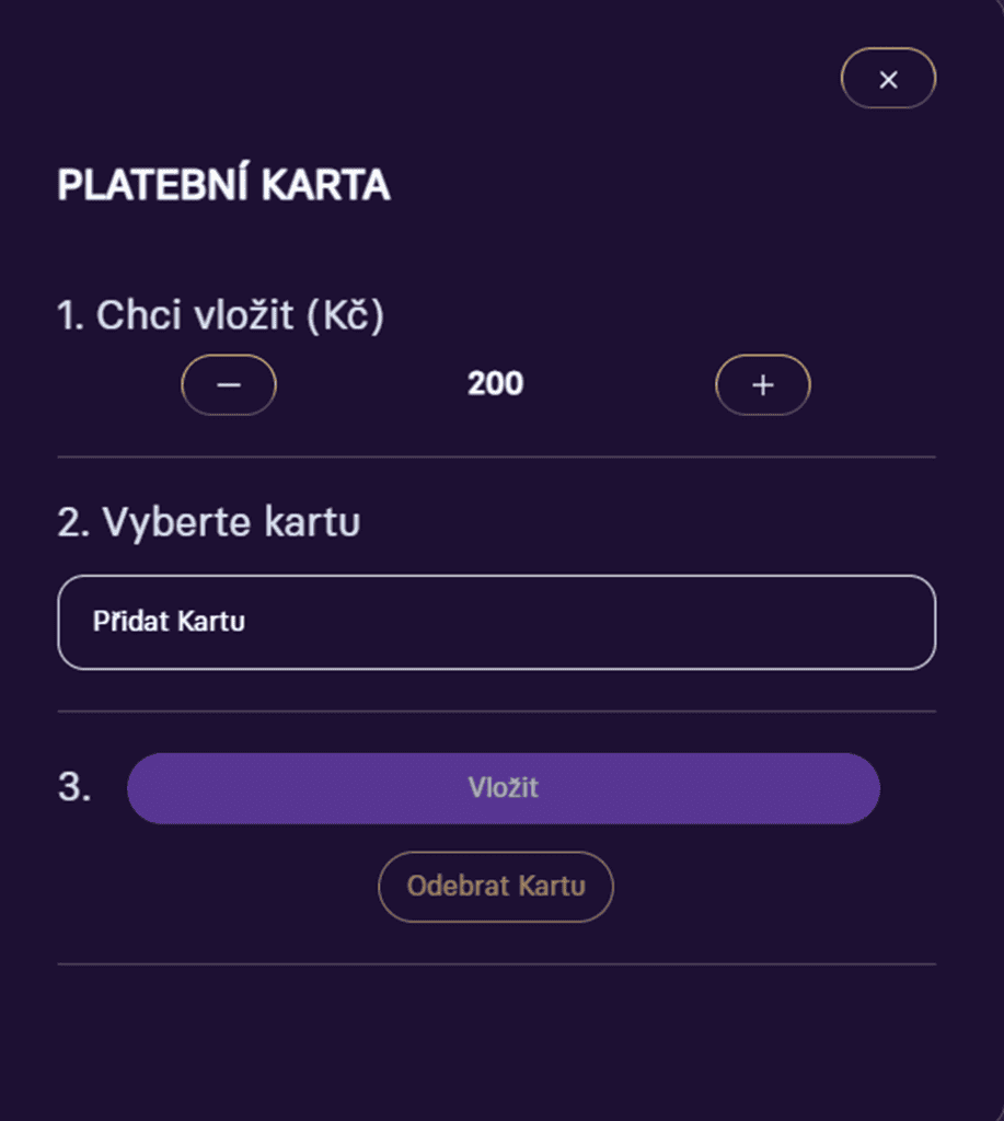 Dokončení vkladu peněz