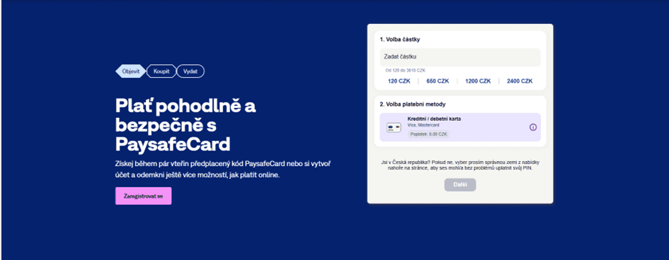 Registrace na MyPaysafecard