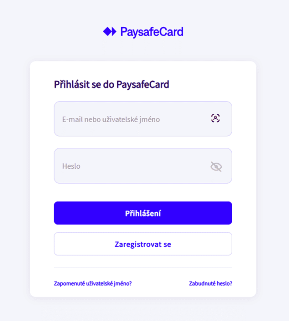 Přihlášení na myPaysafe