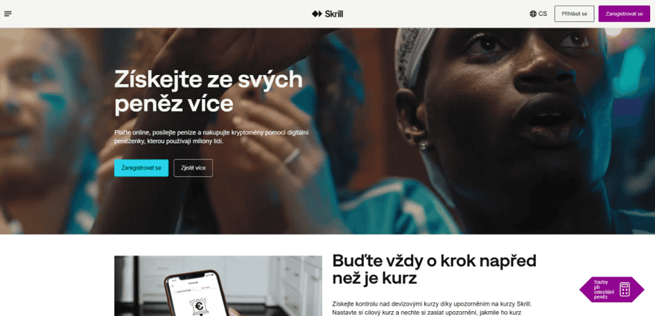Registrace do peněženky Skrill