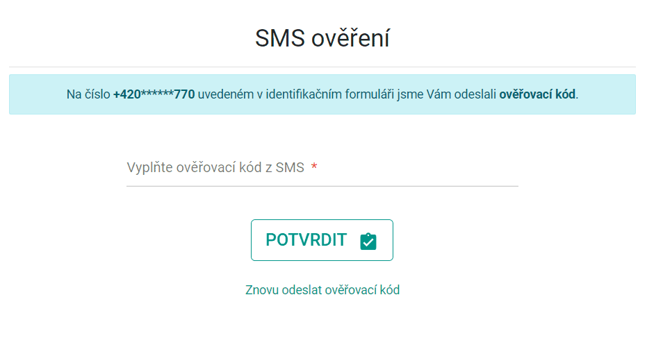 Ověření telefonního čísla