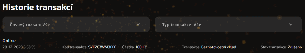 Historie transakcí