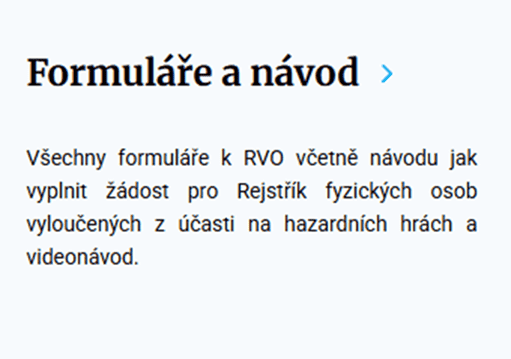 vyberte možnost „Formuláře a návod“