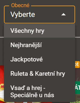 Vyberte možnost "Jakcpotové"