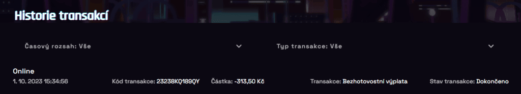Historie transakcí