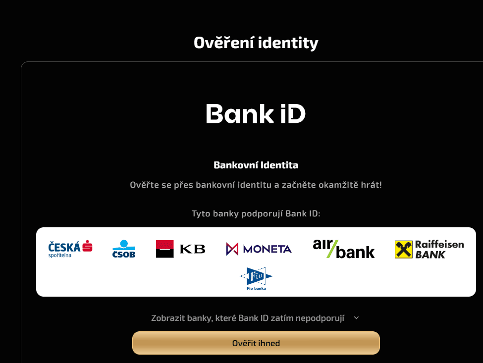 Ověření identity pomocí Bank iD