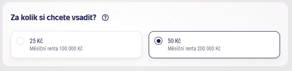 Vyberte, za kolik si chcete vsadit