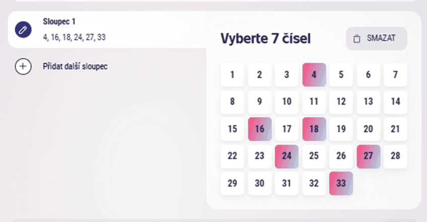 Typ sázky – jeden či více sloupců základní renta