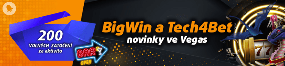 Až 200 free spinů s novinkami BigWin a Tech4Bet v Tipsport a Chance Vegas