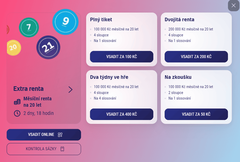 Jak si Extra Rentu vsadit online
