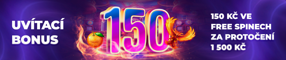 Vstupní bonus za registraci a aktivitu 150 Kč ve free spinech