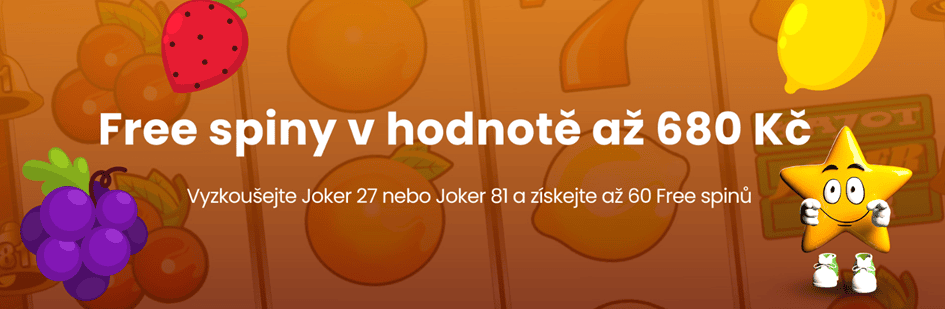 Víkendové free spiny v hodnotě až 680 Kč na Joker 27 nebo Joker 81 ve Star casinu
