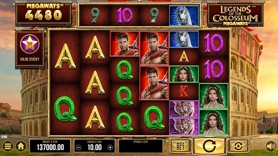 Hra Legends of the Colosseum v demo režimu
