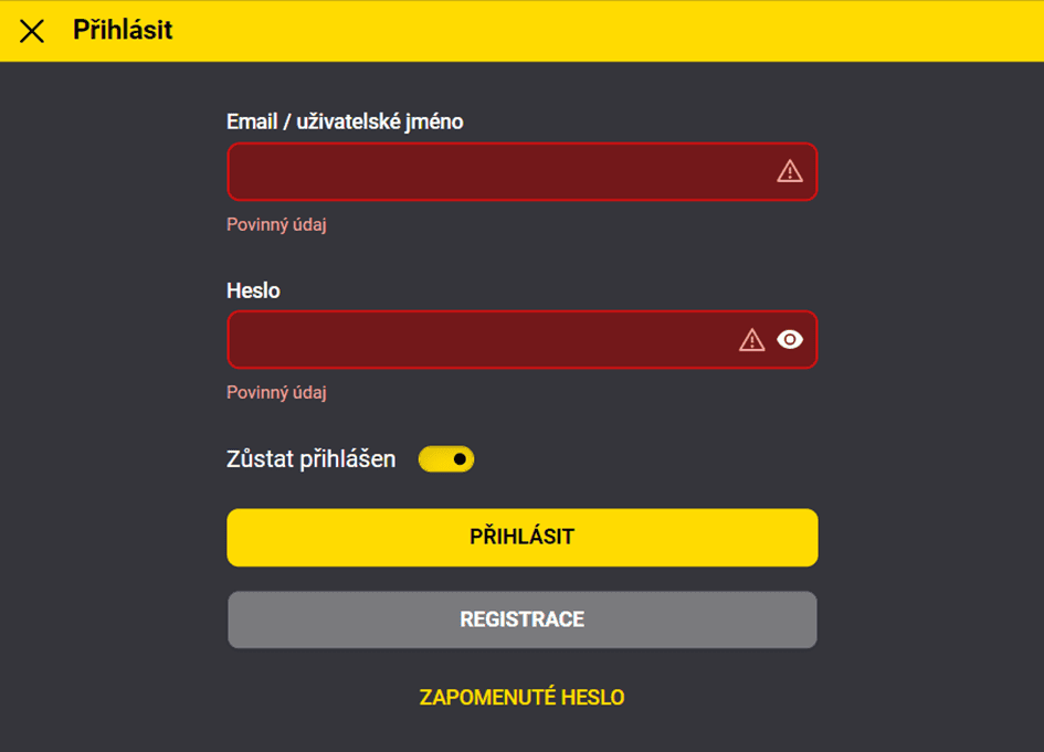 Přihlášení na Fortunu
