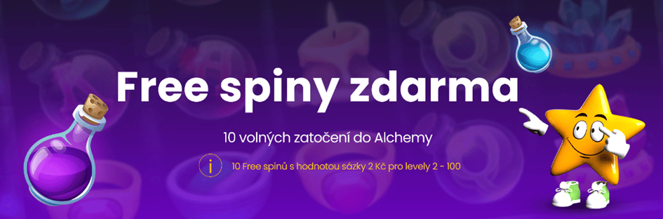 10 free spinů do hry Alchemy bez podmínek po přihlášení ve Star casinu